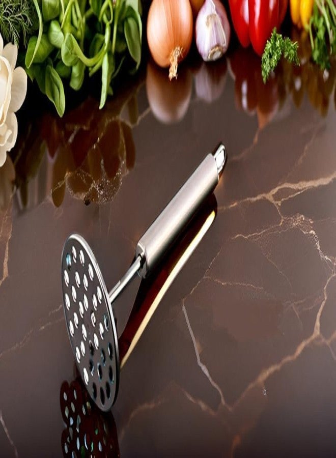 4EV7 Stainless Steel Potato & Vegetable Masher - Heavy Duty Pav Bhaji & Aloo Masher Tool for Kitchen Use | Rust-Resistant, Ergonomic Grip, Dishwasher-Safe - Pack of 1 - Image 4
